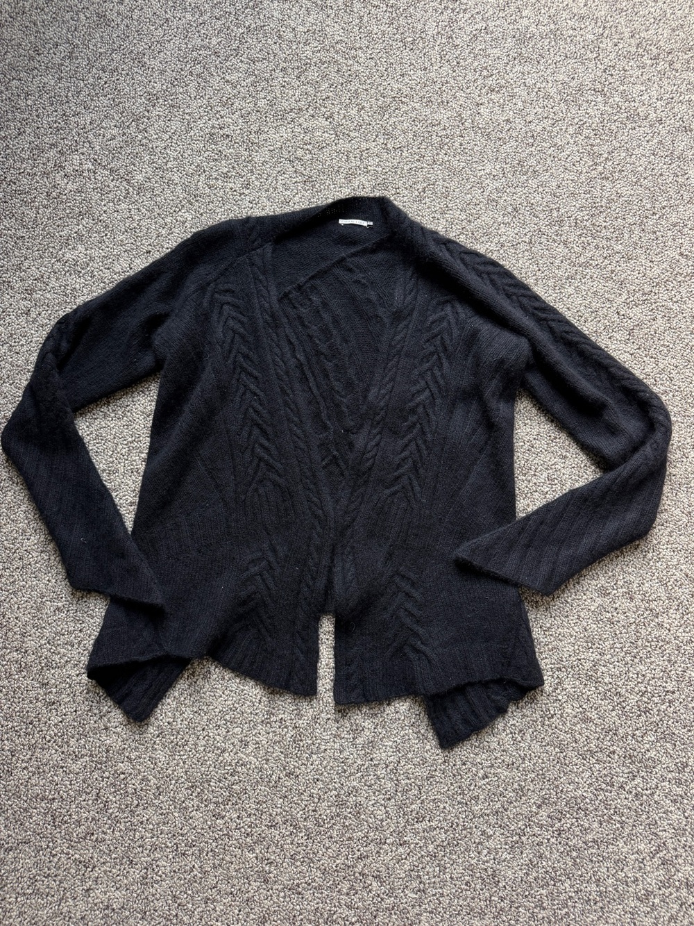 Chan Luu Black Cable Knit Cashmere Sweater Cardigan S